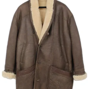 Anthony-Shearling-Buttoned-Closure-Brown-Coat