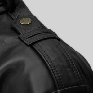 Black Nova Genuine Leather Biker Jacket For Sale