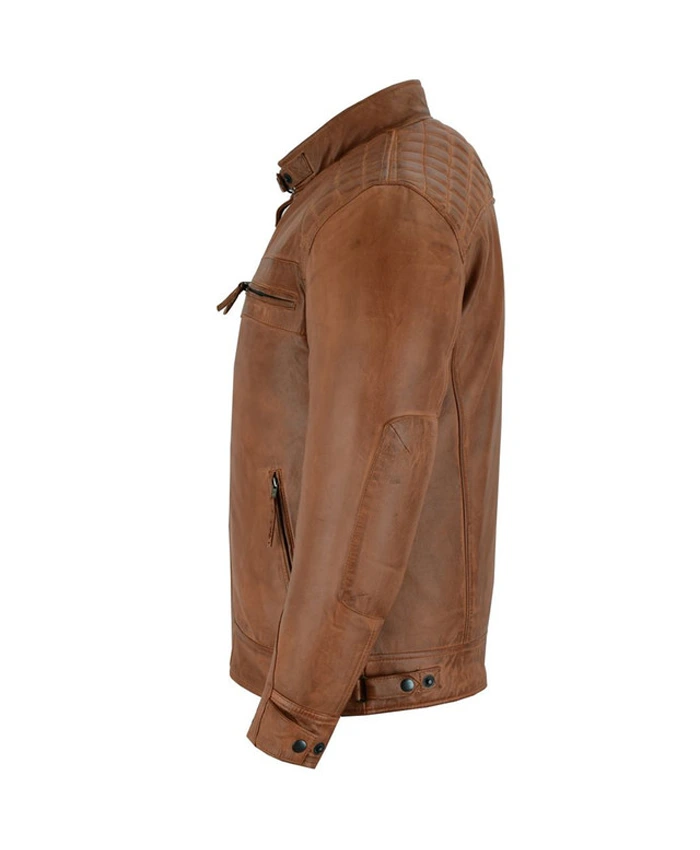 Brown Cafe Racer Leather Jacket For Mens Buy Now