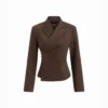 Buttoned Wrap Blazer with Tie Back