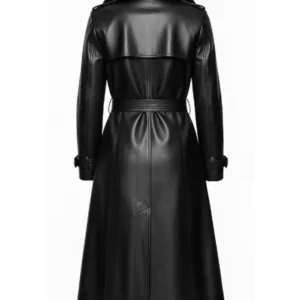 Buy Alicia Women’s Black Genuine Leather Fur Collar Trench Coat