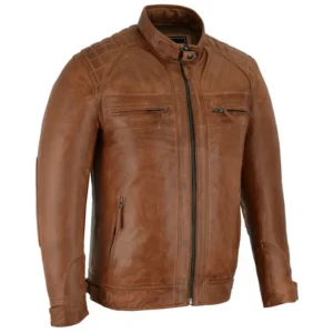 Buy Brown Cafe Racer Leather Jacket For Mens