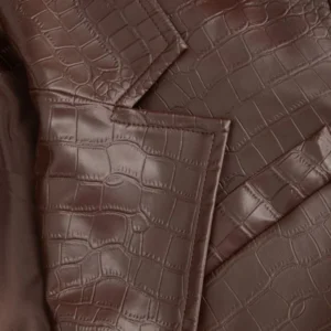 Buy Burgundy Notched Collar Faux Leather Oversized Blazer
