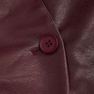Buy Button-Up Faux Leather Jacket with Collar and Elastic Waist