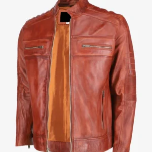 Buy Mens Brown Cafe Racer Leather Jacket