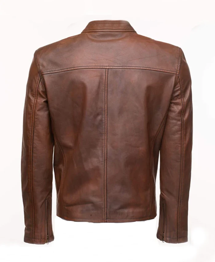 Buy Men’s Tone Brown Cafe Racer Leather Jacket