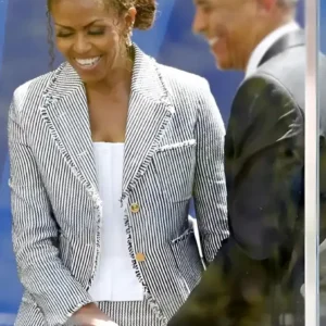 Buy Michelle Obama White and Grey Jacket Blazer