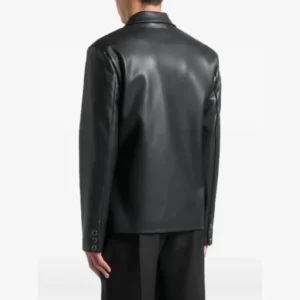 Buy Stitched-Detail Comme Leather Blazer in Black