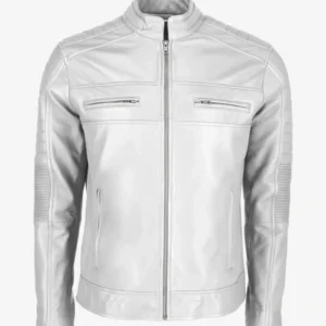 Buy White Men’s Cafe Racer Leather Jacket