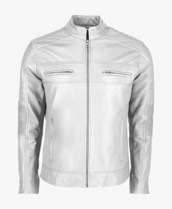 Buy White Men’s Cafe Racer Leather Jacket