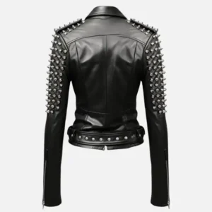 Buy Women’s Black Studded Leather Biker Jacket