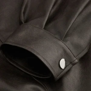 Buy Womens Oversized Faux Leather Ruffle Double Breasted Jacket