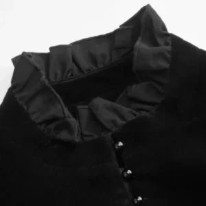 Buy Women’s Velvet Bell Sleeve Jacket with Stand Collar