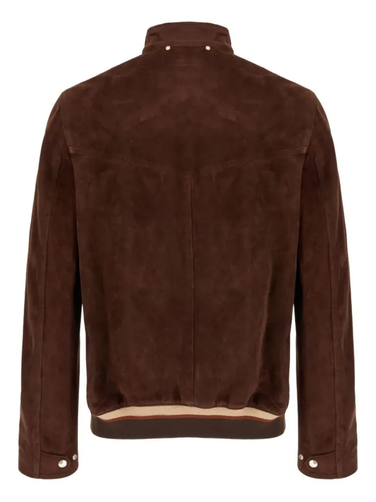 Dark Brown Suede Zip-Fastening Jacket Buy Now