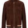 Dark Brown Suede Zip-Fastening Jacket front