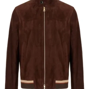 Dark Brown Suede Zip-Fastening Jacket front