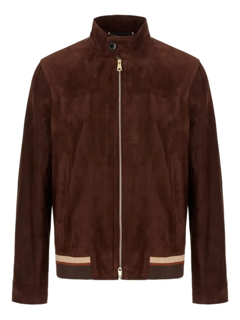 Dark Brown Suede Zip-Fastening Jacket front