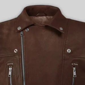 Dauntless Heritage Spanish Brown Leather Biker Jacket Buy Now