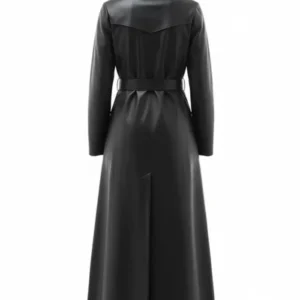 Erica Black Genuine Women’s Leather Long Coat For Sale