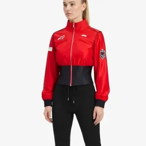 F1 Red Cropped Track Jacket For Sale
