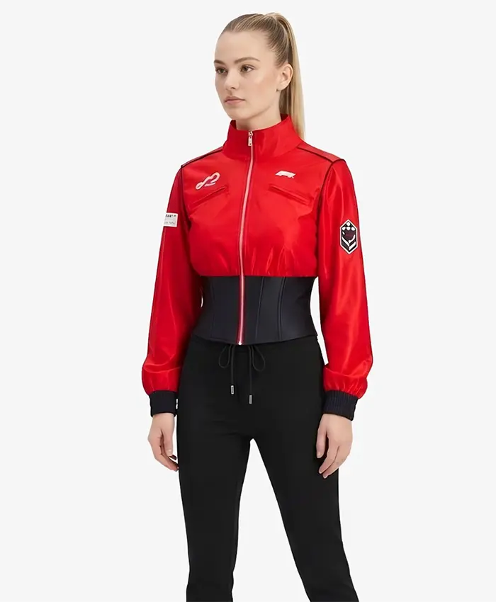 F1 Red Cropped Track Jacket For Sale