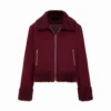 Faux Fur Trim Collar Zip-Up Long Sleeve Jacket