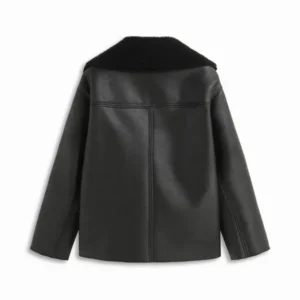 Faux Shearling Collar Oversized Button Jacket For Sale