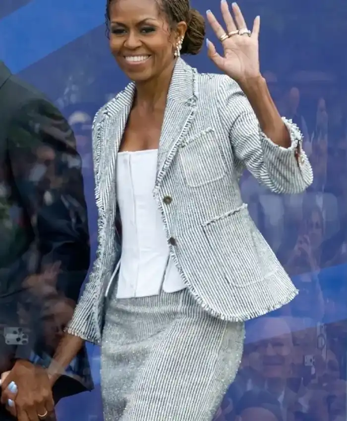 Get Michelle Obama White and Grey Jacket Blazer