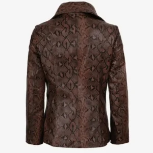 Get Women’s Kathryn Brown Snake Print Leather Blazer
