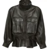 Hazel Chic Peplum Leather Jacket