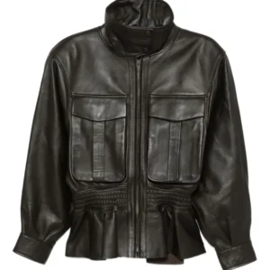 Hazel Chic Peplum Leather Jacket