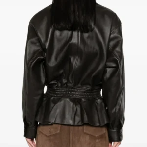 Hazel Chic Peplum Leather Jacket For Sale