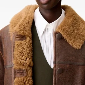 Iconic Patch Pocket Shearling Jacket For Sale