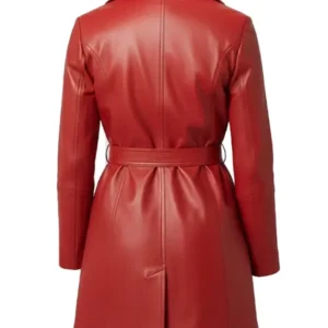 Jasmine Red Sheepskin Belted Leather Trench Coat For Sale