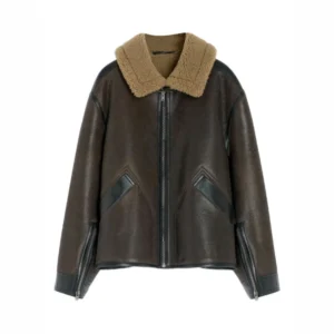 Brown LEMAIRE Jacket Shearling-Trim