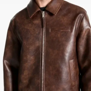 Laurent Brown Vintage Leather Jacket For Sale