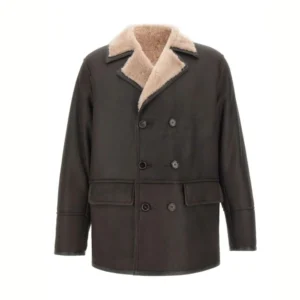 Dark Brown Luxury Fur-Collar L-Mabano Jacket
