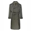 Mafia Green Double-Breasted Belted Trench Coat
