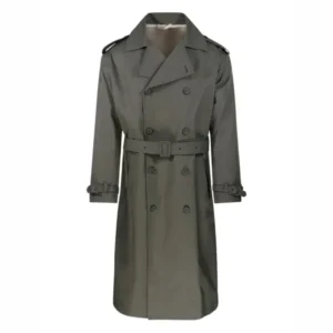 Mafia Green Double-Breasted Belted Trench Coat