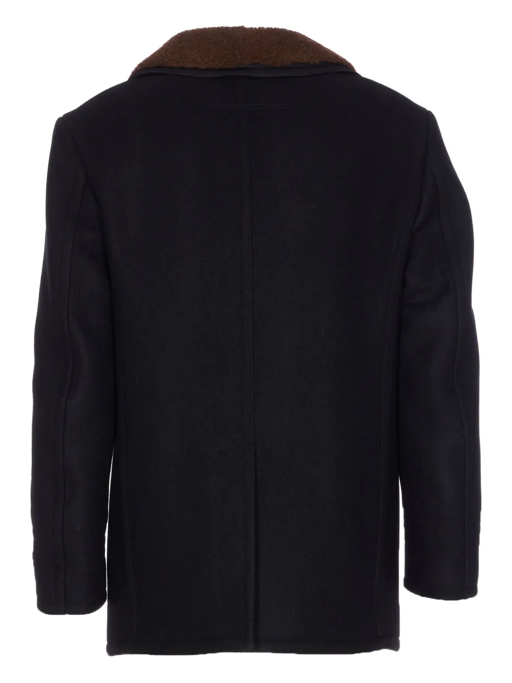 Men Double Breasted Shearling Peacoat - Image 2