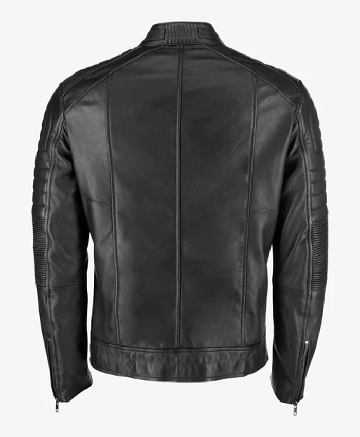 Mens Black Cafe Racer Leather Jacket Buy Now