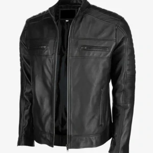 Mens Black Cafe Racer Leather Jacket Shop Now