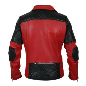 Men’s Black Diamond Quilted Shoulders Red Leather Jacket Shop now