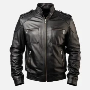 Men’s Black Leather Biker Jacket