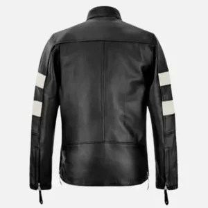 Men’s Black and White Slim Fit Leather Jacket Shop Now