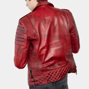 Men’s Bold Red Padded Motorcycle Jacket Shop Now