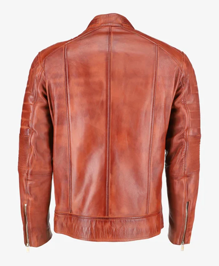 Mens Brown Cafe Racer Leather Jacket Buy Now