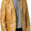 Men’s Casual Genuine Sheepskin Leather Blazer Coat