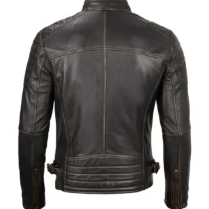 Men’s Dark Brown Cafe Racer Leather Jacket For Sale