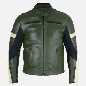 Men’s Dark Green Leather Biker Jacket
